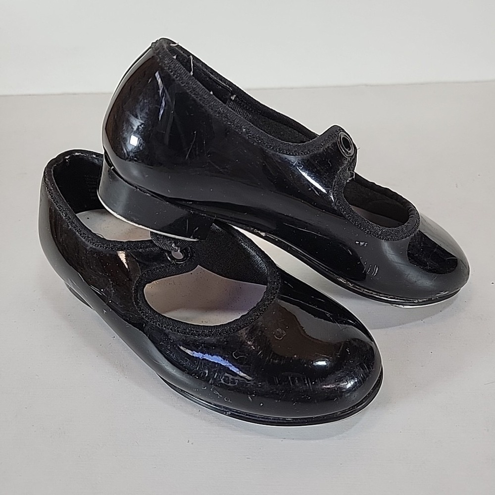 Spotlights Black Patent Tap Dance Shoes Girls Size 9 Youth Mary Jane Slip On